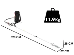 Élagueuse Thermique à Dos 2 Temps GeoTech GT-2 52 BP Avec Perche De Rallonge - 52 Cm3