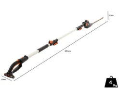Taille-haie électrique à Batterie Worx WG252E Sur Perche De Rallonge - Batterie 20V - Lame 45 Cm En Acier