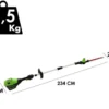 Taille-haies Sur Perche De Rallonge à Batterie Greenworks G60PHT51 60V - SANS BATTERIE NI CHARGEUR